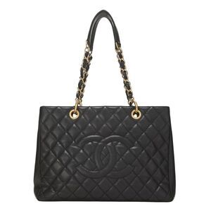 Chanel Black Quilted Caviar Leather Grand Shopping Tote (Gst) (Authentic